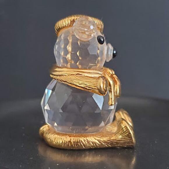 VTG Swarovski Trimlite‎ Crystal Holiday Teddy Bear with Gold Hat and Scarf 80's - Picture 2 of 7